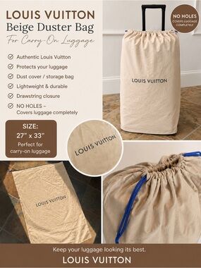Louis Vuitton Beige duster bag for carry-on luggage 27x33”